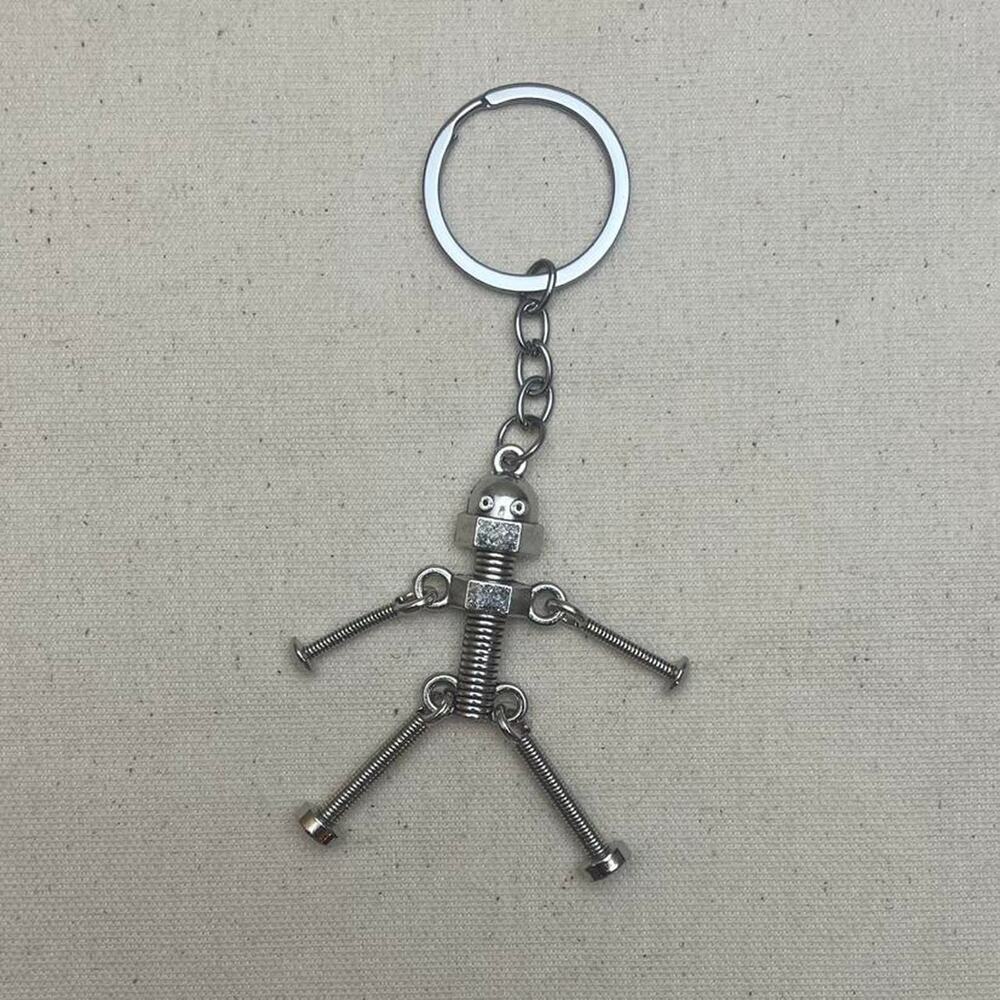 Y2k 2000s vintage stainless steel nuts and bolts stickman keychain - Picture 5 of 8